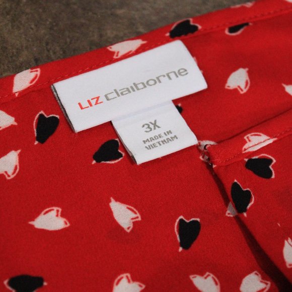 Liz Claiborne Women’s Popover Long Sleeve Tiny Hearts Print Size 3X - Picture 8 of 12